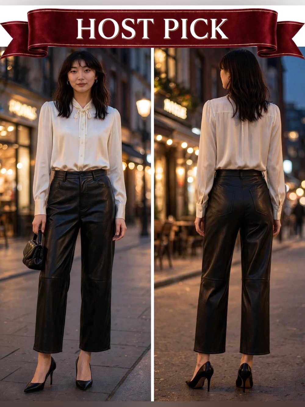 NWT Worthington Straight Ankle Faux Leather Pants 14P Black $64 JCPenney Petite